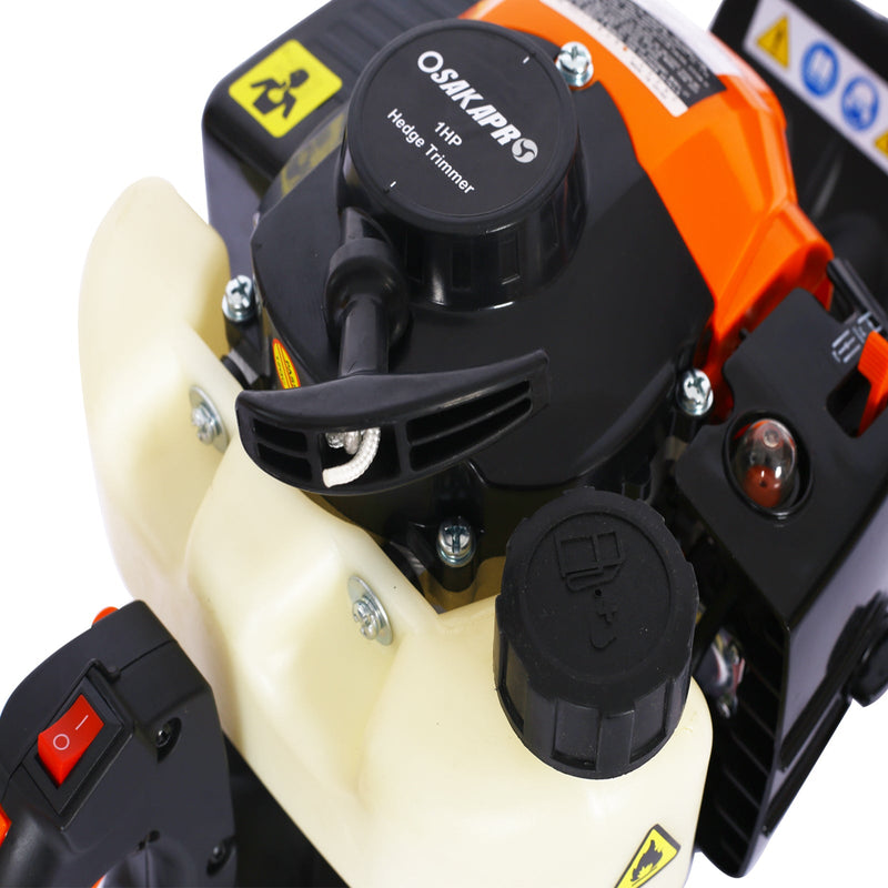 26cc 2 cycle gas powered hedge trimmer, double sided blade 24",recoil gasoline trim blade