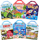 6 Set (260pcs) Puffy Sticker Books Activity for Kids, Animal, Farm, Dinosaurs, Space, Vehicle, Ocean, 3D Reusable Stickers for Boys and Girls, Travel Sticker Books for Kids Ages 3+ by TinyTreasures Baby Boutique