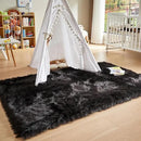 AMTOVO Faux Fur Sheepskin Rug for Living Room, 4 x 6 ft Black Fluffy Area Rug for Bedroom, Playroom, Luxury Room Decor, Rectangle by CozyNest Decor