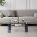 Modern Tempered Glass Coffee Table With 2 Tier Storage For Living Room by Unique Piece Furniture
