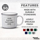 DISCOUNT PROMOS Custom Ceramic Campfire Coffee Mugs 13 oz. Set of 50, Personalized Bulk Pack - Perfect for Tea, Espresso, Cappuccino, Hot Cocoa - White by TinyTreasures Baby Boutique