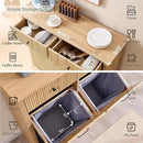 Modern Double Tilt-Out Trash Cabinet, 20 Gallon Fluted Laundry Hamper Cabinet with 2 Drawers, Wooden Hidden Garbage Can Cabinet with Storage Basket for Kitchen & Living Room, Natural Oak by CozyNest Decor