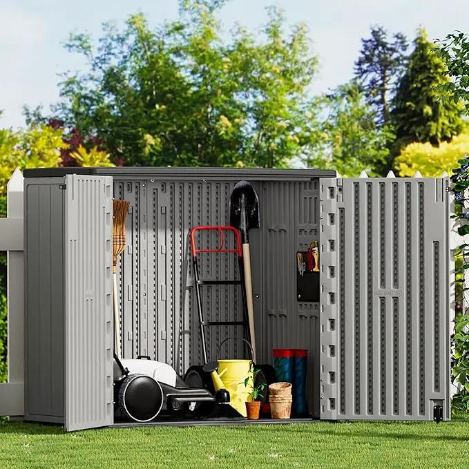 Large Outdoor Storage Box,Resin Sheds&Outdoor Storage Waterproof/Lockable,Outdoor Storage Cabinets for Balcony,Garage,Backyard (37Cu.ft-Pale Grey), photo 7 of 7