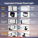 LUTEC 80W 9000LM LED Security Light Motion Sensor Outdoor Lights, 4 Head LED Flood Lights Outdoor 5000K Daylight, IP65 Waterproof, Motion Detected Lights for Outside, House, Garage, Yard (Black) by GreenHaven Gardens