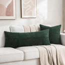 Fancy Homi Set of 2 Dark Green Boho Long Lumbar Body Decorative Throw Pillow Cover 14x36 Inch for Bed Couch Bedroom Bench, Soft Patchwork Corduroy Textured Pillow Case, Rustic Farmhouse Room Decor by CozyNest Decor