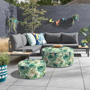 Inflatable Ottoman Stool D31 xH14 for Outdoor/Indoor Use, Water Repellent Patio Foot Rest Stool with Portable Handle,Round Pouf Ottoman Suitable for Garden,Deck and Camping - Lush Leaf Green by CozyNest Decor