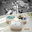 Cotton Rope Woven Storage Basket, Used for Baby Hamper Toy Organizer, Gift Baskets Empty,Kids Laundry Basket,Baby Blanket Basket. Size 15x10x8.7 Inches. (White&Brown-3PCS) by TinyTreasures Baby Boutique