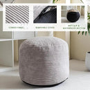 HIGOGOGO Round Stuffed Pouf Ottoman, Corduroy Poufs with Foam Chunk Filling, Furry and Fluffy Pouf Foot Stool Storage Ottoman, 20 X 15 Floor Poufs Foot Rest for Living Room, Grey by CozyNest Decor