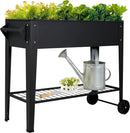 Elevate 32" Tall Raised Garden Bed Outdoor with Wheels & Shelf for Mobility, 400LBS Capacity, Anti-Rust Steel Planter Box for Vegetables/Herbs, Patio-Balcony-Backyard by CozyNest Decor