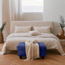 Ottoman Rectangular Storage Ottoman Bench, Faux Leather Footrest, Coffee Table, Stool Footstool with Hinged Lid for Living Room, Bedroom, Entryway, Blue, 35"x23.5"x17.5" by CozyNest Decor