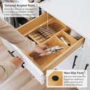 Premium Silverware and Utensil Drawer Organizers – Slanted 3-Compartment and 5-Compartment Design, Labeled Slots, Non-Slip Feet, 100% Sustainable Bamboo, 2 Pack by CozyNest Decor