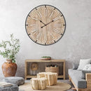 Farmhouse Wall Clock 30 Inch - Rustic Wood Metal Decor, Silent Sweep, Battery Operated for Living Room Kitchen Office, Brown by CozyNest Decor