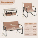 4 Pieces Patio Furniture Set with Rocking Bistro Chairs and Breathable Mesh Fabric-Coffee by LJGDeals
