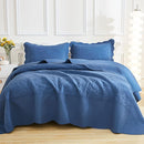 MarCielo 3-Piece 100% Cotton Oversized Bedspread Lightweight Quilt Coverlet Embroidery Farmhouse Bedding Set T0 (Midtone Blue, Oversized Queen (100"x106")) by CozyNest Decor
