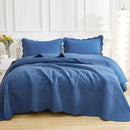 MarCielo 3-Piece 100% Cotton Oversized Bedspread Lightweight Quilt Coverlet Embroidery Farmhouse Bedding Set T0 (Midtone Blue, Oversized King (118"x106")) by CozyNest Decor