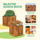 IDZO Set of 2 Acacia Wood Flower Planters for Outdoor Plants, Ergonomic Handles, Drainage Holes, Various Sizes, Ideal for Home Décor, Light Cherry by GreenHaven Gardens