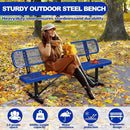 Heavy Duty Park Bench with Back Portable Frame, Outdoor Metal Park Bench with Backrest, Steel Mesh Outdoor Bench for Garden, Lawn, Patio, Porch, Park, Yard (Blue, 72.4" L x 23.2" W x 32.5" H) by GreenHaven Gardens