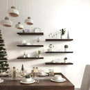 Brown Wood Floating Shelves for Wall Rustic Wall Shelves for Bedroom Set of 6 by CozyNest Decor