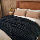 NEWCOSPLAY Faux Fur Twin Blanket Black 3D Ribbed Plush Thick Warm Blanket for Couch Sofa Bed 850GSM (Black Ribbed, Twin(60"x80")) by CozyNest Decor