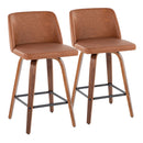 Toriano - Mid Century Modern Fixed Height Counter Stool & Square Footrest (Set of 2) by Unique Piece Furniture