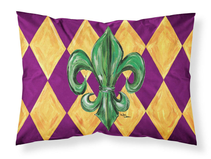 Mardi Gras Fleur de lis Purple Green and Gold Moisture wicking Fabric standard pillowcase