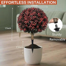 Fall Artificial Topiary Ball Boxwood Tree Outdoor with Spike,Set of 2 Large Faux Shrubs Bushes for Outdoor Planter,UV Resistant Autumn Fake Boxwood Plants for Potted Porch Indoor 24" by GreenHaven Gardens