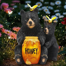 Solar Garden Decor Statues 7" Resin Mother&Cub Bear Figurines with Honey Jar Waterproof Black Bear Decor for Outside Yard Patio Porch Decoration Gift for Mom Grandma by GreenHaven Gardens