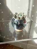 Hanging Disco Ball Planter 8" - with Acrylic Stand and Macrame Plant Hanger - Home Décor, Room Décor, Patio or Boho Décor, Mirror Disco Planter, Disco Decor (4" Mini with Base) by GreenHaven Gardens