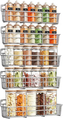 5 Pack Spice Rack Seasoning Organizer Wall Mount, Screw or Adhesive Hanging Shelf Basket Spice Organizer Shelf for Kitchen, Silver by CozyNest Decor