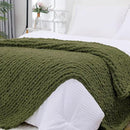 Bigacogo Chunky Knit Throw Blanket for Couch, 51x63 inches, 100% Hand Knitted with Thick Jumbo Chenille Yarn, Cozy Soft Large Rope Knot Cable Crochet Blankets for Sofa Bed Living Room, Yellow Green by CozyNest Decor