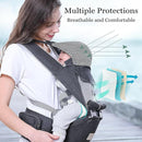 Baby Carrier, 3-in-1 Baby Carrier Newborn to Toddler with Hip Seat (Ergonomic M Position) for 0-36 Month/7-45lbs, Adjustable Size for Enhanced Lumbar Support, Perfect for On-The-go, Grey by TinyTreasures Baby Boutique