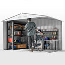 Outsunny 9' x 6' Outdoor Storage Shed, Garden Tool Metal Shed with Foundation Kit, Double Lockable Door, Air Vents and Sloping Roof, for Backyard, Patio, Lawn, Silver by GreenHaven Gardens