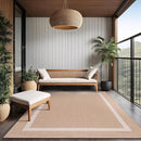 Bordered Outdoor Rug 6x9 Washable Outside Carpet for Indoor Patio Porch Waterproof Easy Cleaning Non Shedding Area Rugs Beige 6 x 9 by CozyNest Decor