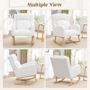 Rocking Chair Nursery, Nursing Rocking Chairs for Mom Nursery, Comfy Wingback Glider Rocking Armchair with Side Pocket for Nursery Living Room Bedroom, Teddy White by TinyTreasures Baby Boutique