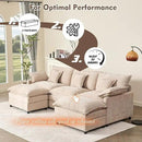 108" U Shaped Couch, Modular Sectional Sofa, 3-Seater Comfy Cloud Couch with Movable Ottoman, Deep Seat Couches for Living Room, Chenille, Flat White by CozyNest Decor