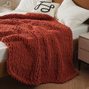 WESHIONGOO Chunky Knit Blanket Throw Knitted Throw Blankets for Couch Bed Fluffy Soft Blanket with Jumbo Chenille Yarn Thick 100% Handmade(Rust, 50"×60") by CozyNest Decor