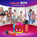LED Karaoke Machine Toy: Mini Microphone for Kids 4 5 6 7 8 9 10 Year Old Boys Girls Toys Birthday Gifts Portable Bluetooth Speaker with 2 Wireless Mics for Adults Boy Girl Ages 3-12 by TinyTreasures Baby Boutique