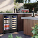 Tylza 30 Inch Wine and Beverage Refrigerator, Dual Zone Wine Beverage Cooler 30" with French Door, Under Counter Wine Beer Fridge Built-In or Freestanding, Holds 29 Bottles and 110 Cans, Black by CozyNest Decor