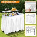Portable Folding Ice Cooler Table - 2 Tier Outdoor Cooler Table with Removable Matching Skirt and Shelf, Ice Tables for Party, Camping, Picnic, Foldable Self-Serving Beverage Cooling Bar(White) by GreenHaven Gardens