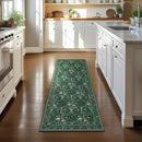 Joydeco Washable Runner Rug Non Slip, Floral Kitchen Carpet Runner 2x6, Soft Low-Pile Botanical Forest Indoor Floor Door Mat for Hallway Bathroom Entryway Laundry Room, Dark Green by TinyTreasures Baby Boutique