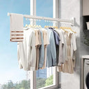 Wall Mounted Clothes Drying Rack, Retractable Laundry Rack for Hanging Clothes, Collapsible, Foldable, White-Rings by CozyNest Decor