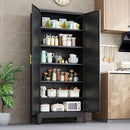 Kitchen Pantry Storage Cabinet with Doors and Adjustable Shelves, Metal ClosetMaid Food Pantry Cabinets, 75" Tall Freestanding Cupboard for Kitchen, Laundry or Utility Room, Black by CozyNest Decor