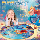 Floor Puzzles for Kids Ages 3-5, 70 Pieces Mermaid Jigsaw Puzzle for Toddler Girls Ages 3 4 5 6 7 8 Year Old, Large Round Underwater Princess Puzzle Educational Learning Toys Birthday Gift by TinyTreasures Baby Boutique