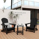 WO Home Furniture Adirondack Chair Table Set of 2 PCS Outdoor Folding Chair w Side Table Weather/UV Resistant for Lawn, Garden, Bon Fire, Balcony (Black) by GreenHaven Gardens
