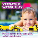 Tub Works® Construction™ Trucks Mold Free Bath Toys, 6 Pack | Sealed, No Hole Bath Toys Design Keeps Moisture Out | Soft, Squeezable & Float on Water | Baby & Toddler Bathtub Toys | Baby Pool Play by TinyTreasures Baby Boutique