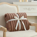 Amélie Home Faux Fur Throw Blanket for Couch, Cozy Fuzzy Fluffy Fur Luxurious Soft Striped Plush Gift Blankets for Family Sofa Chair Bed Living Room Bedroom, 55"x70", Light Coffee by CozyNest Decor