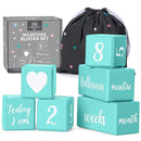 Turquoise Baby Monthly Milestone Blocks. Baby Age Blocks for Girl or Boy Baby Photo Props and Baby Shower. Month Baby Milestone Blocks with Grammatically Correct Month and Year by TinyTreasures Baby Boutique