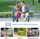 Heavy Duty Park Bench with Back Portable Frame, Outdoor Steel Bench with Backrest, Outdoor Park Bench Expanded Metal Mesh Bench for Lawn, Park, Deck, Garden, Patio, Porch, Black (Blue, 4FT) by GreenHaven Gardens