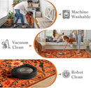 Moynesa Boho Area Rugs 9x12 Living Room, Machine Washable Ultra Thin Soft Bedroom Rug, Indoor Bird Floral Pattern Print Large Orange Carpet for Hardfloor Dining Room Under Table Playroom by TinyTreasures Baby Boutique