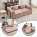 78" W Loveseat Sofa, 4 in 1 Convertible Floor Sofa Bed, Boneless Cloud Couch with Cup Holder, Fold Out Floor Couch, Loveseat Recliner Sleeper for Living Room Bedroom Lounge(Corduroy, White) by CozyNest Decor